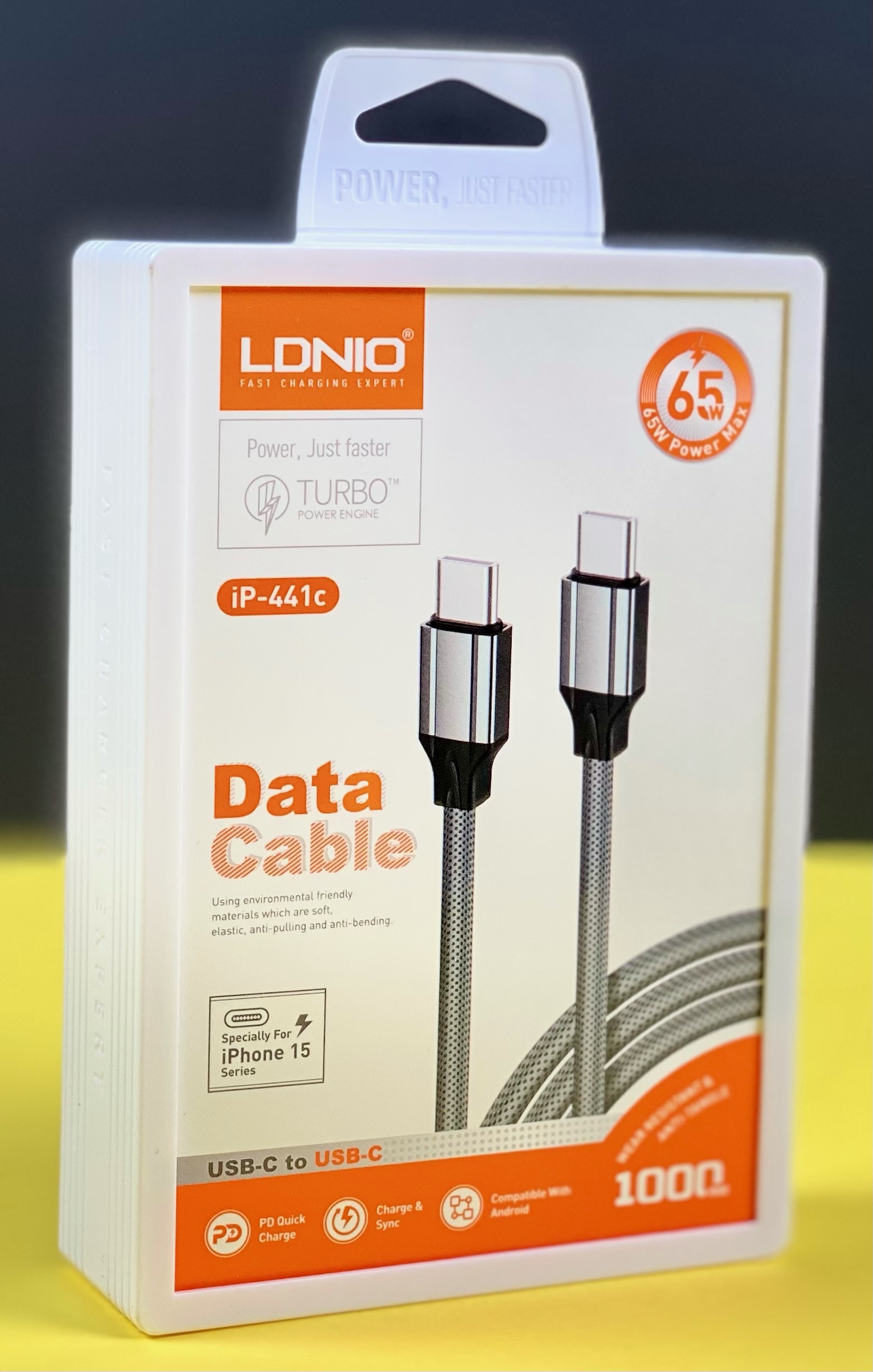 کابل USB-C به USB-C الدینیو مدل LC-441c طول 1 مترخاکستری دو سرتایپ سی رنگ تهران 1020